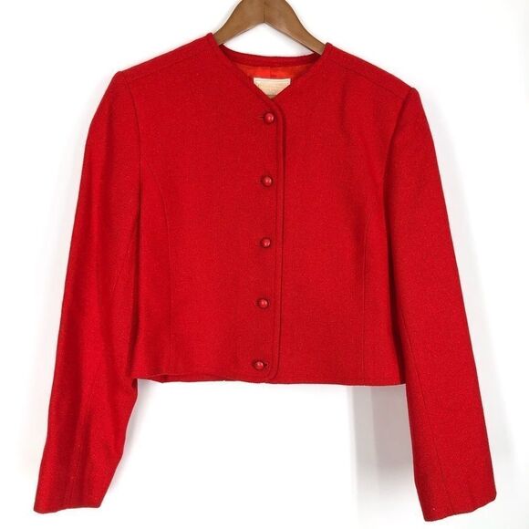 Pendleton 100% Virgin Wool Red Button Up Blazer Vintage Red Jacket - Picture 1 of 8